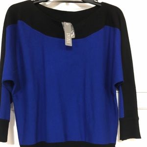 Spense Cobalt/Black Color Block Crew Sweater M